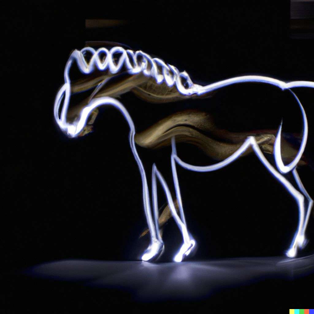 a horse, light painting